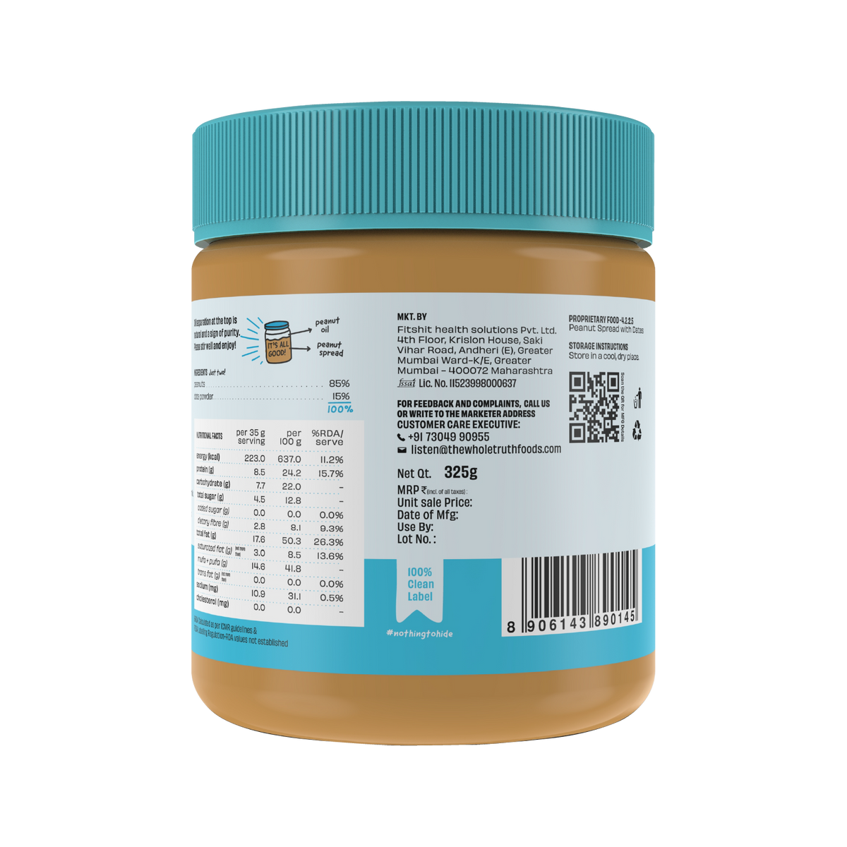 CRUNCHY - Peanut Spread With Dates - Box of 325g