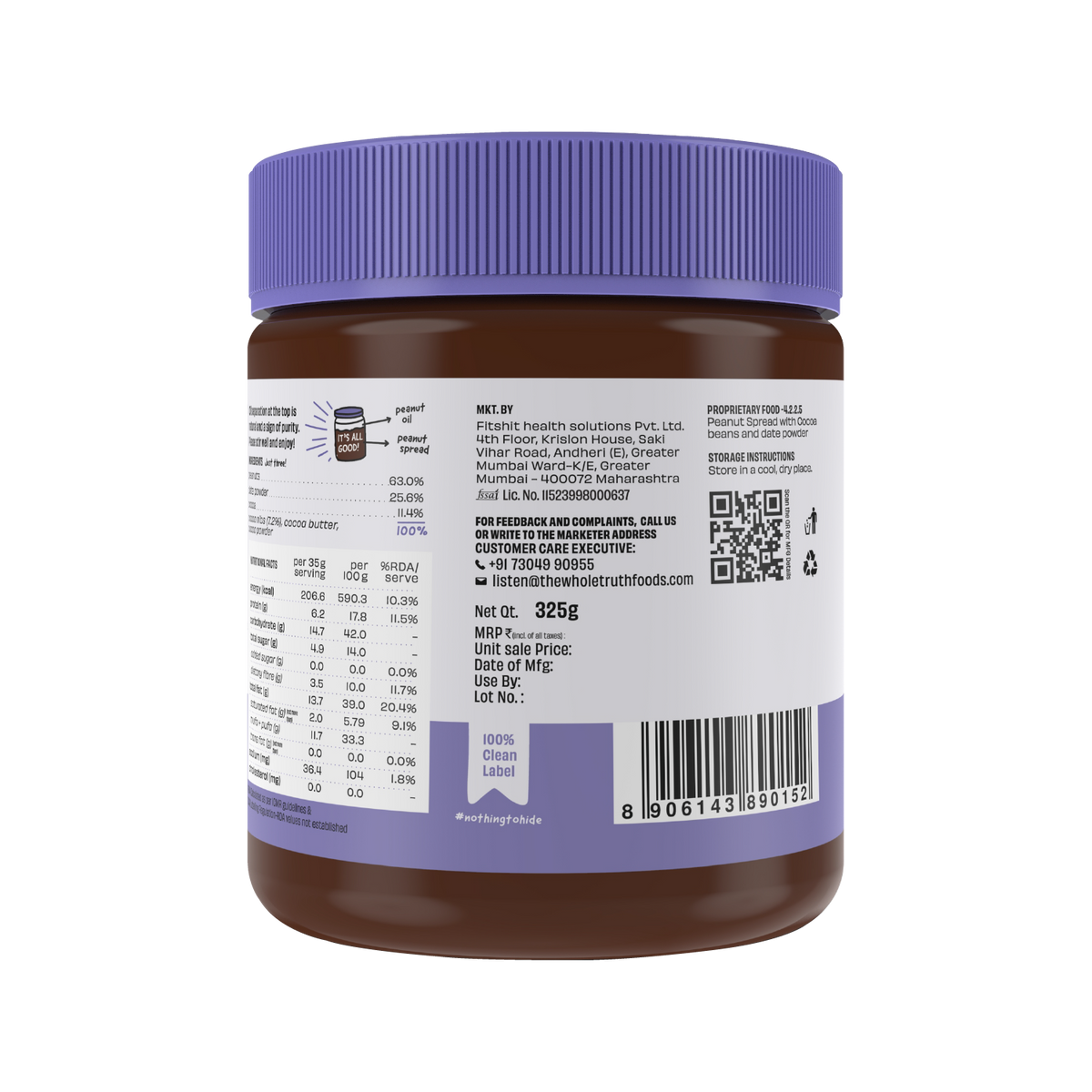 CRUNCHY - Dark Chocolate Peanut Spread - Box of 325g