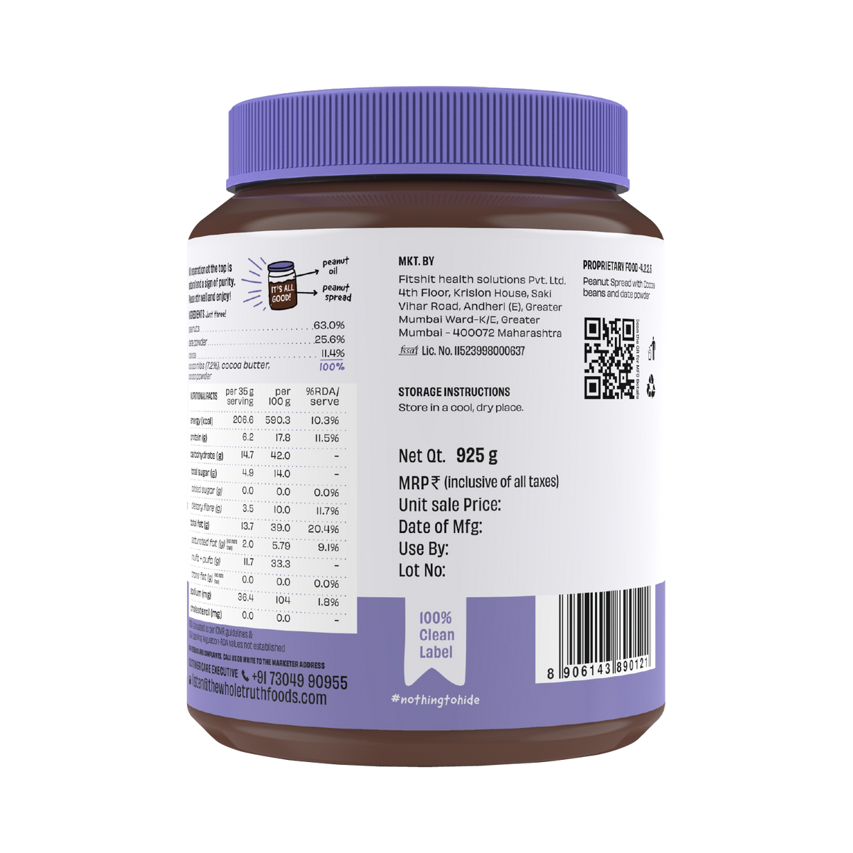 CRUNCHY - Dark Chocolate Peanut Spread - Box of 925g