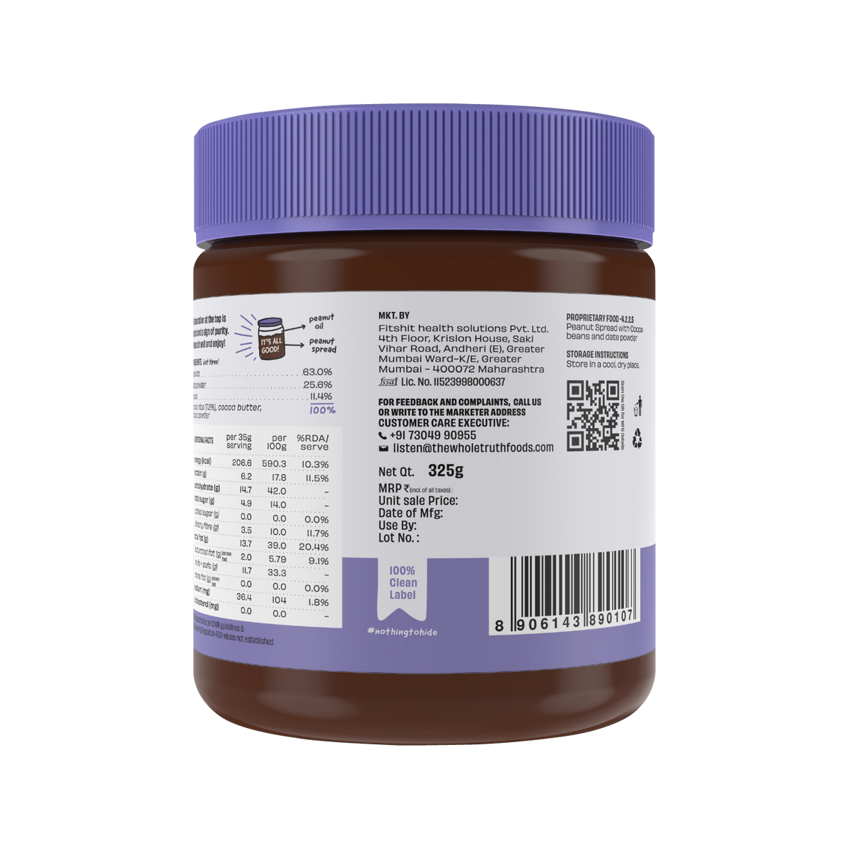 CREAMY- Dark Chocolate Peanut Spread - Box of 325g