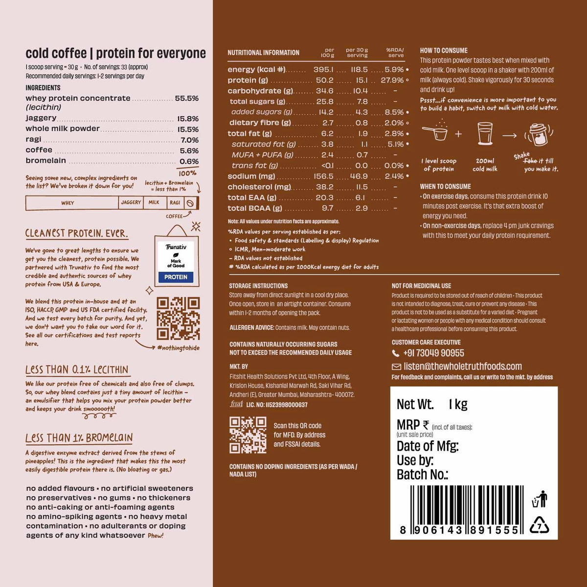 Cold Coffee 15g Protein Powder - 1 Kg