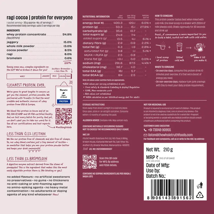 Ragi Cocoa 15g Protein Powder - 7 Sachets