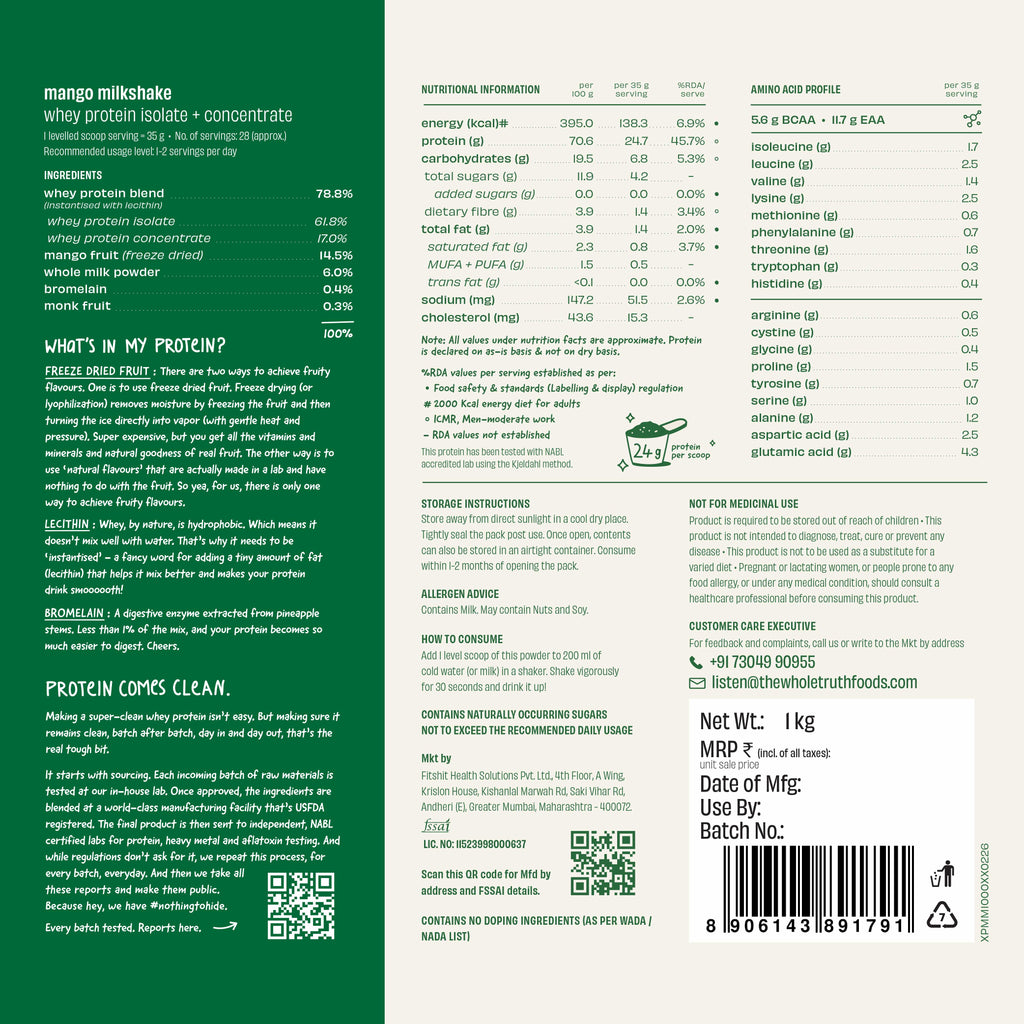 Mango Milkshake 24g Protein Powder - 1 Kg