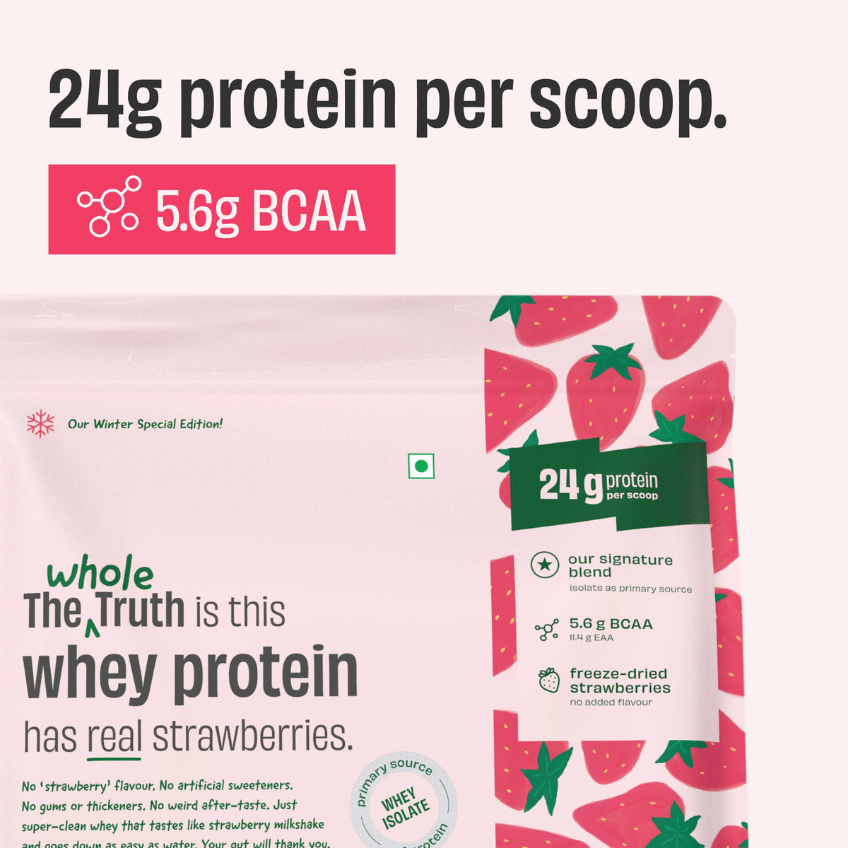 Strawberry Shake 24g Protein Powder - 1 Kg