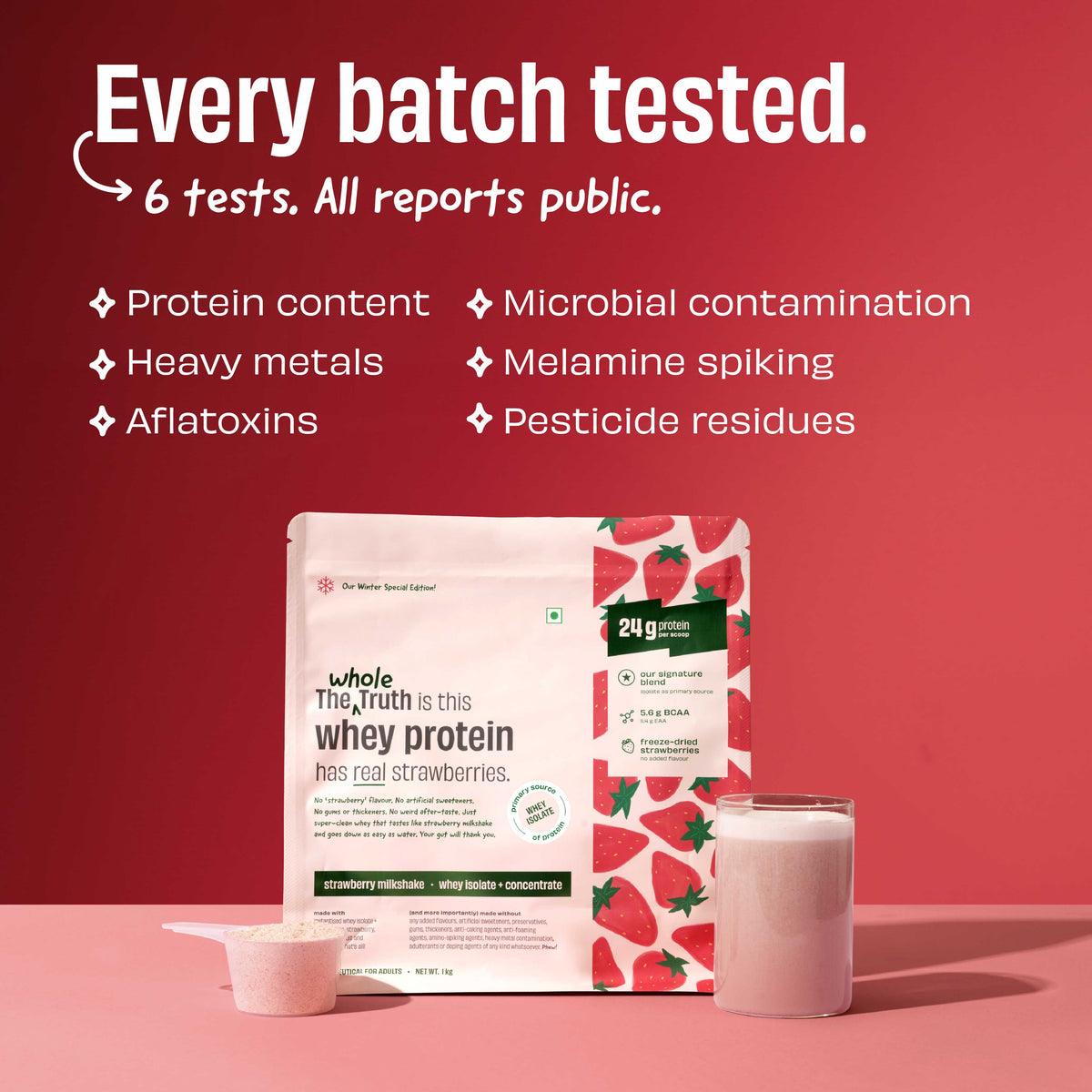 Strawberry Shake 24g Protein Powder - 1 Kg
