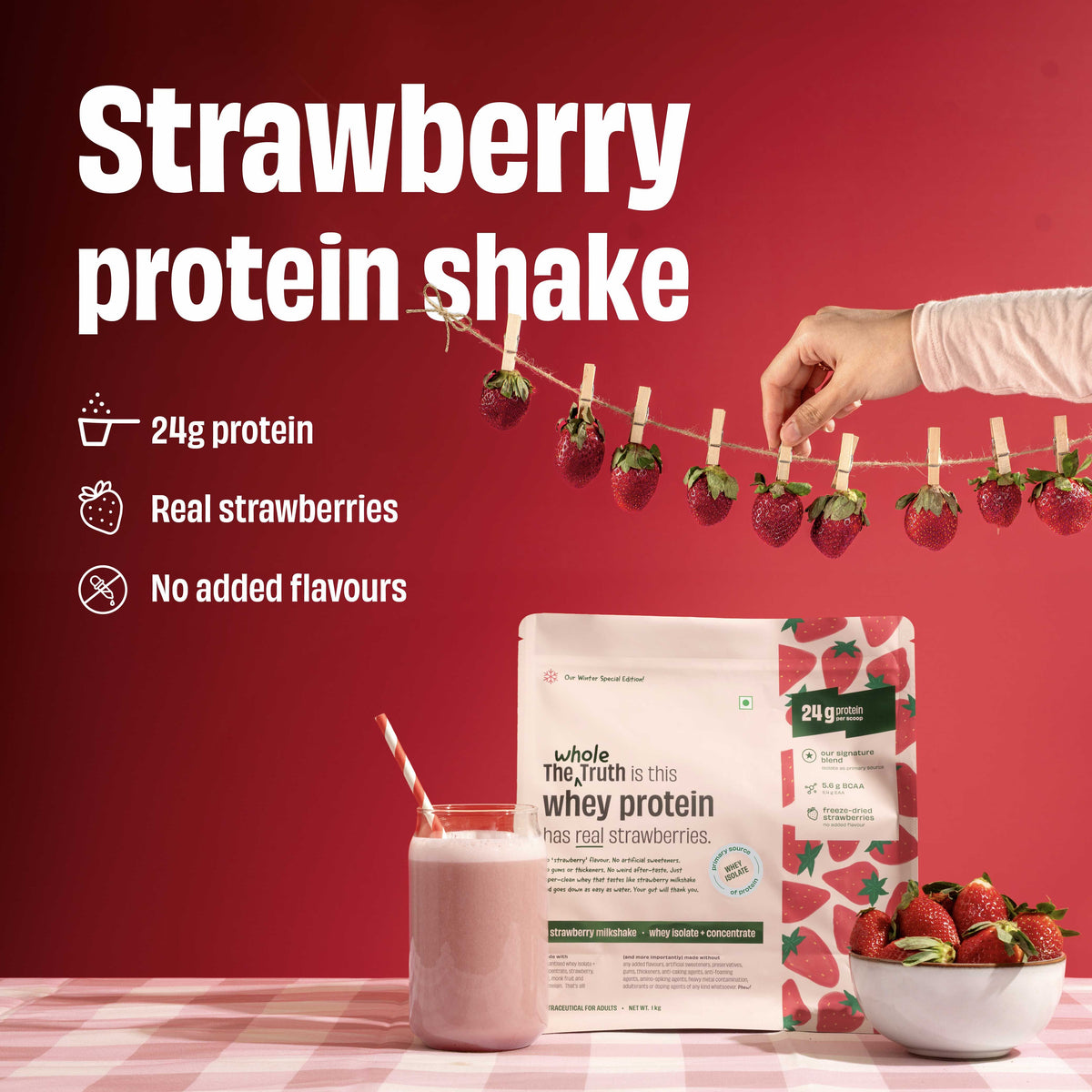 Strawberry Shake 24g Protein Powder - 1 Kg