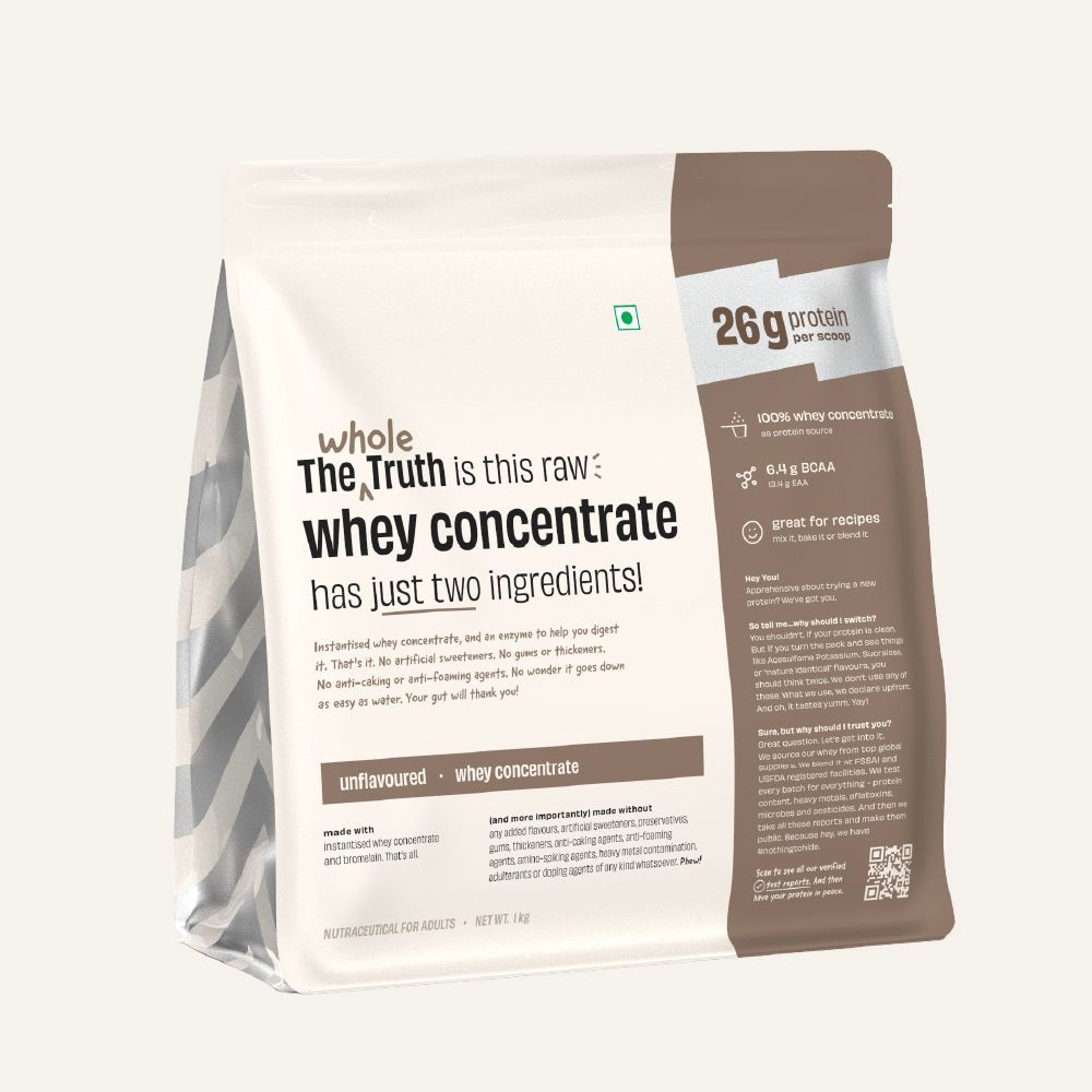 Unflavoured Raw Whey Protein Concentrate 26g - 1 Kg