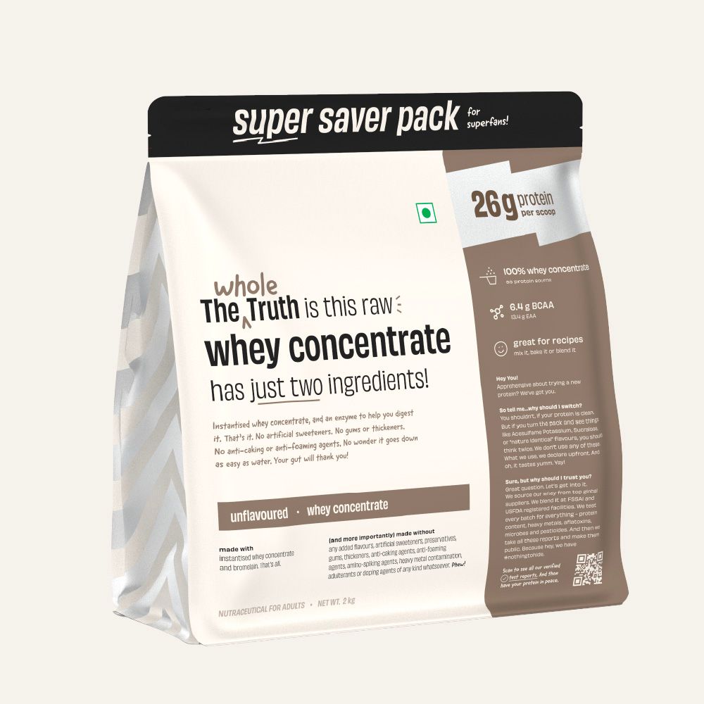Unflavoured Raw Whey Protein Concentrate 26g - 2 Kg