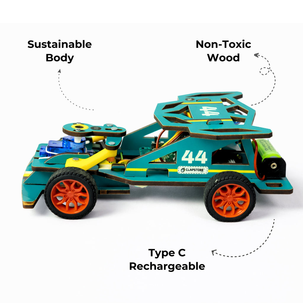 Sooper Brains: DIY Wooden Racer Car Kit (High-Speed STEM Build Set)