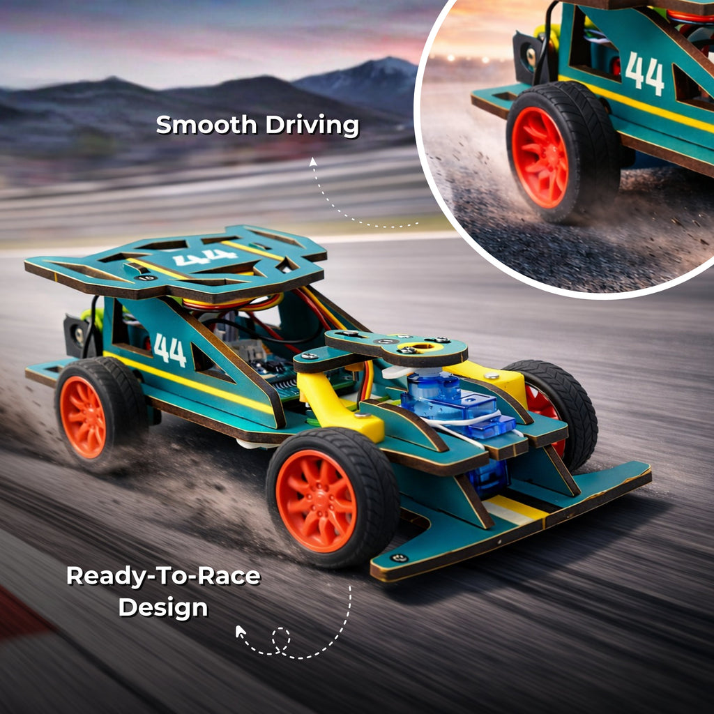 Sooper Brains: DIY Wooden Racer Car Kit (High-Speed STEM Build Set)