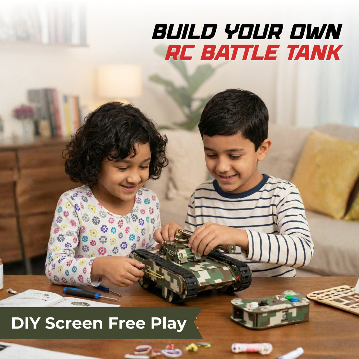 Sooper Brains: DIY Army Tank Kit (Type-C Rechargeable)