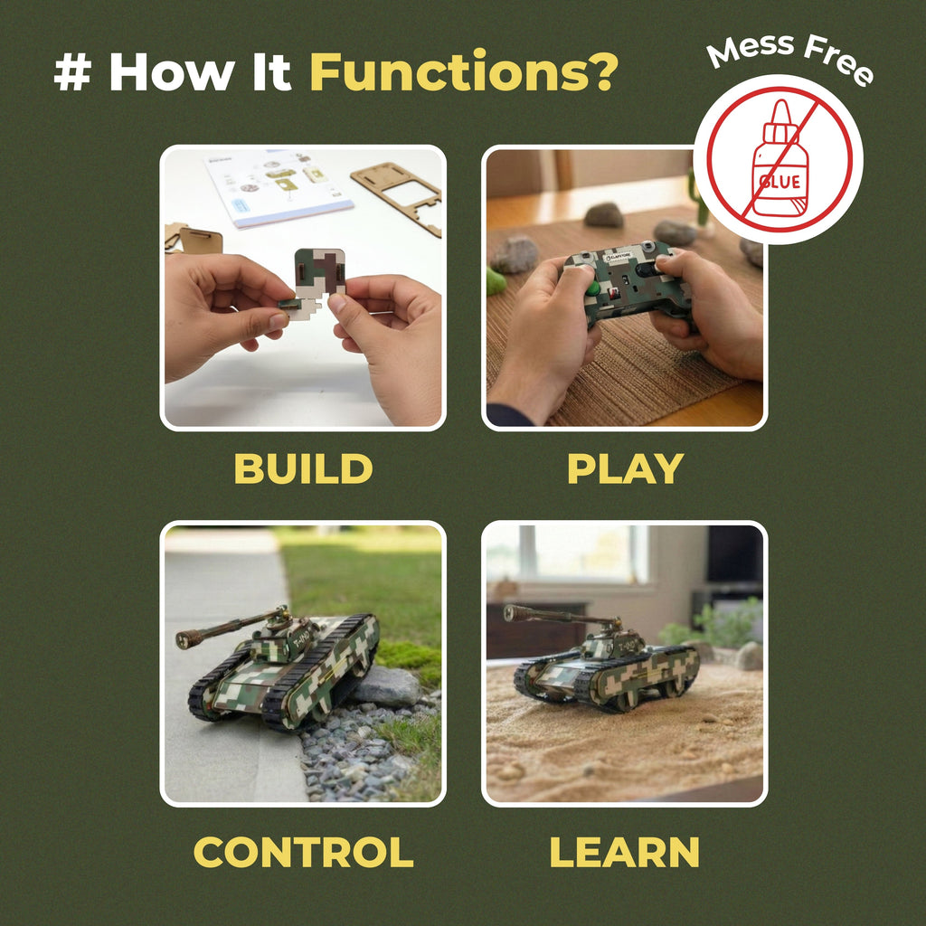 Sooper Brains: DIY Army Tank Kit (Type-C Rechargeable)
