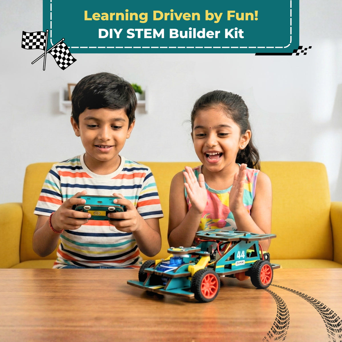 Sooper Brains: DIY Wooden Racer Car Kit (High-Speed STEM Build Set)