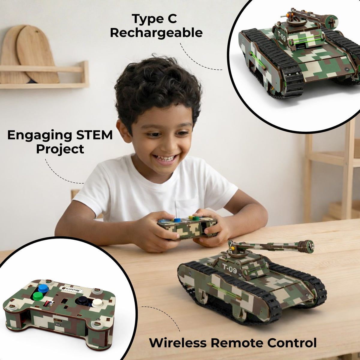 Sooper Brains: DIY Army Tank Kit (Type-C Rechargeable)